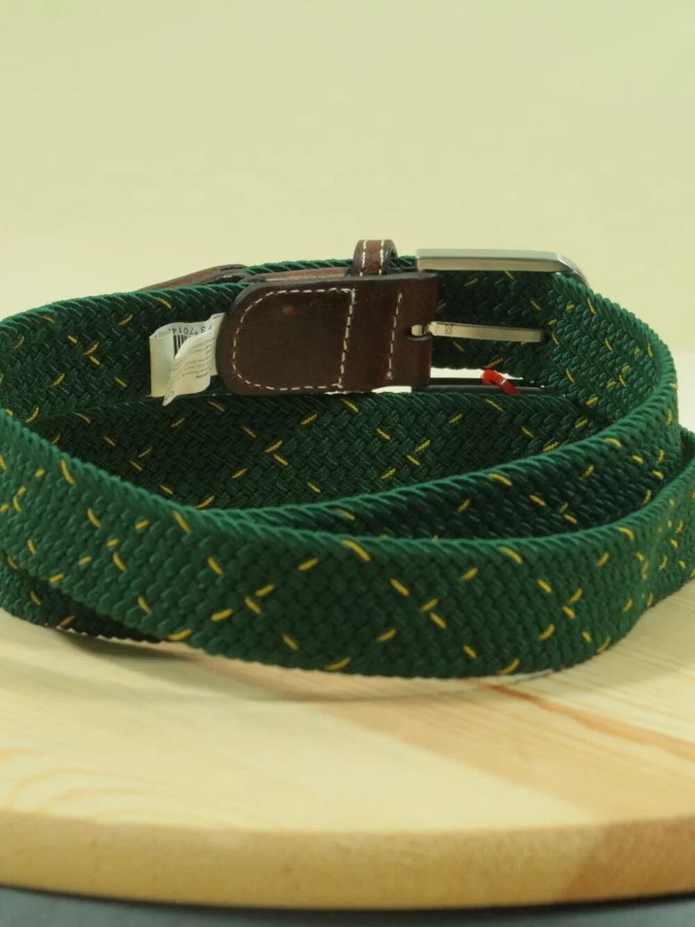 BillyBelt Elastic Woven Belt Mens 34-40 Green Yellow The Kingston Stretch